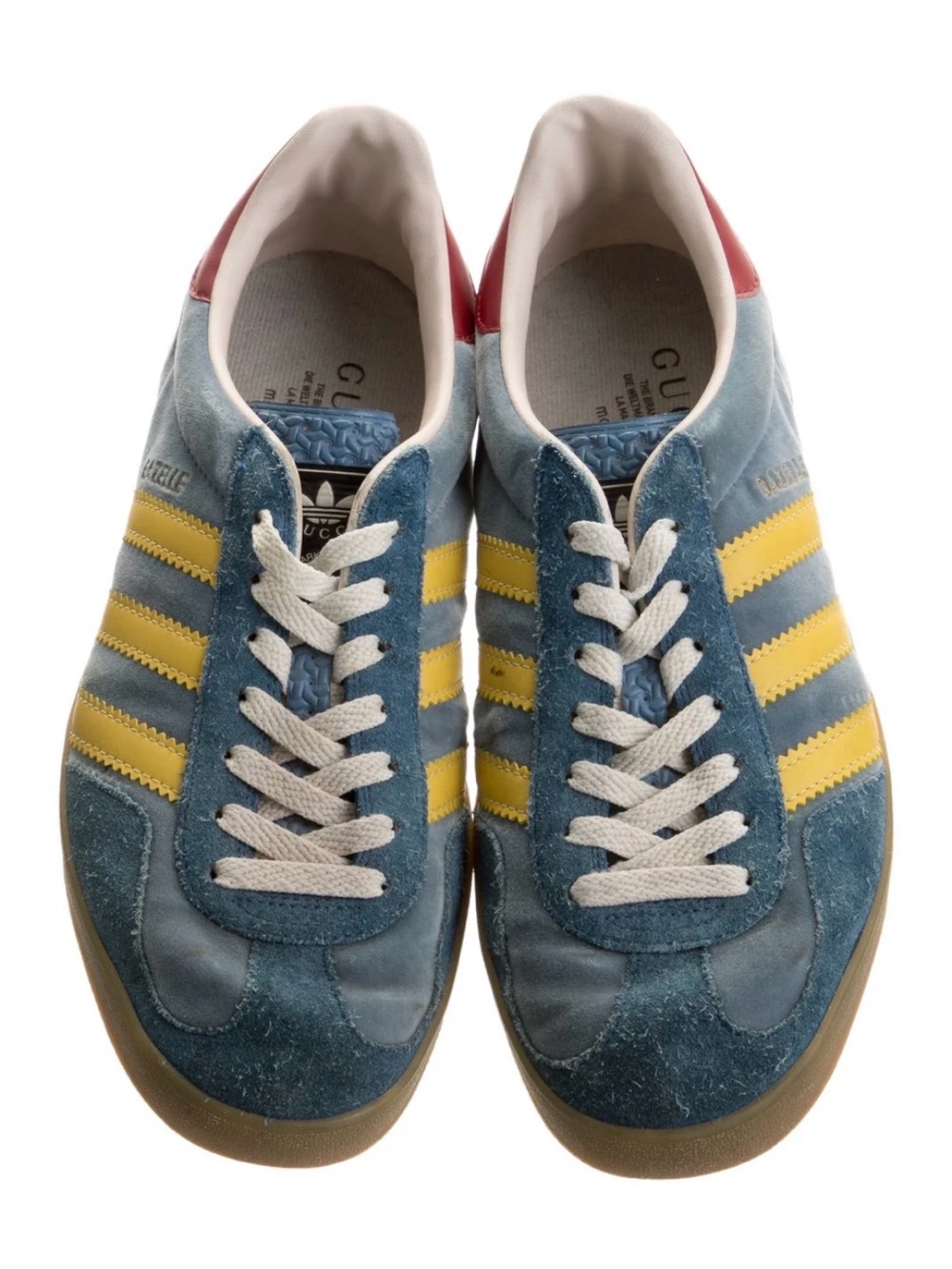 Women's Blue Suede Sneakers with Yellow Stripes